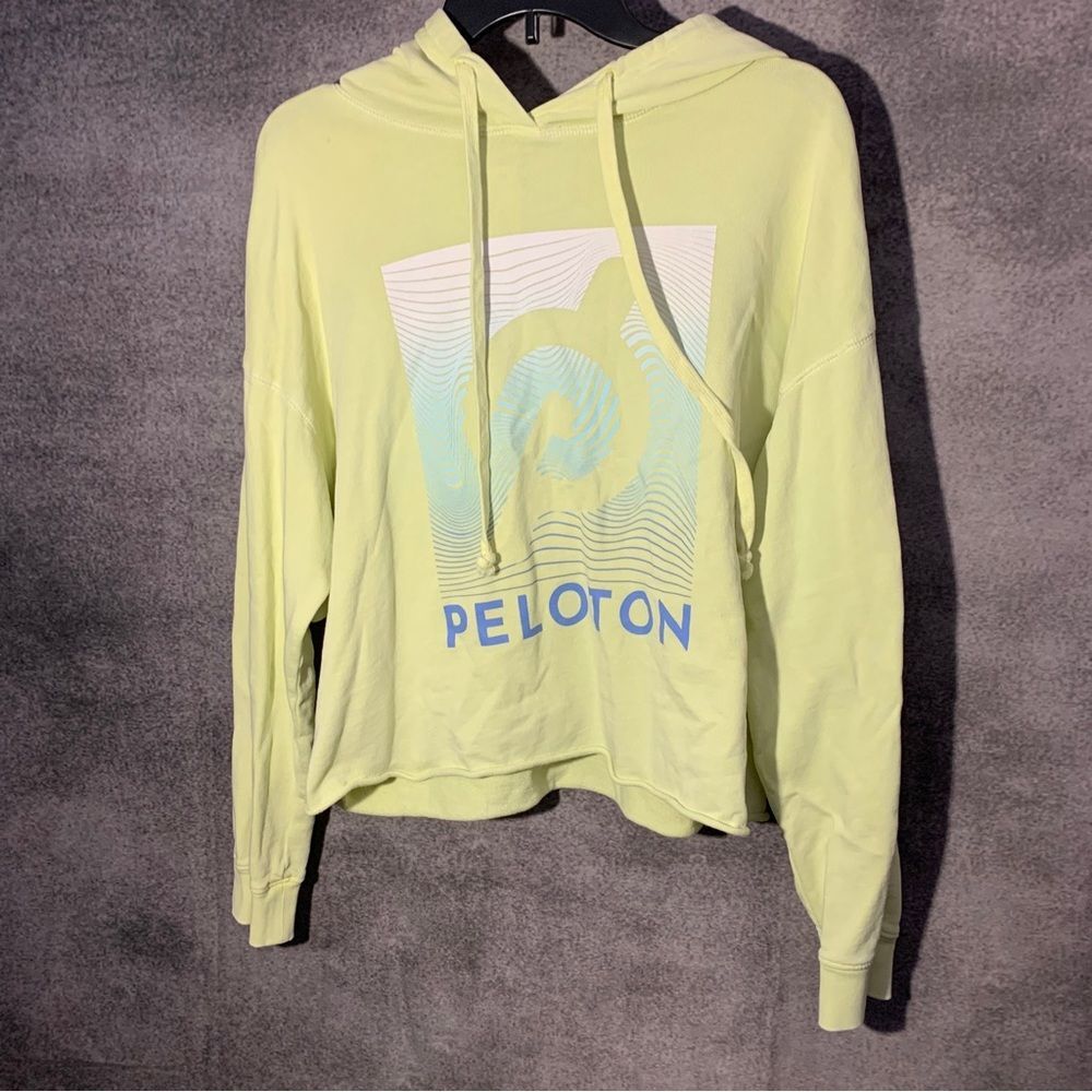 Peloton Cropped Hoodie Light Green Size Large Cotton